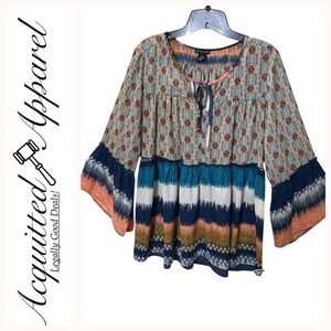 New Direction Seventies Style BOHO Top Bell Sleeves